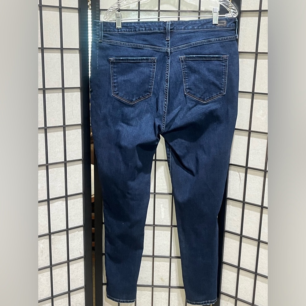 Skinnygirl Dark Blue Denim Jeans with Gold Stitching, LEOPARD PRINT TRIM SZ 14W - Picture 5 of 10